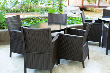 chairs and table outdoor in the garden