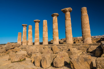 Temple of Heracles, Valley of the Temples, Agrigento , Sicily, Italy. A UNESCO World Heritage Site, the largest archaeological site in the world