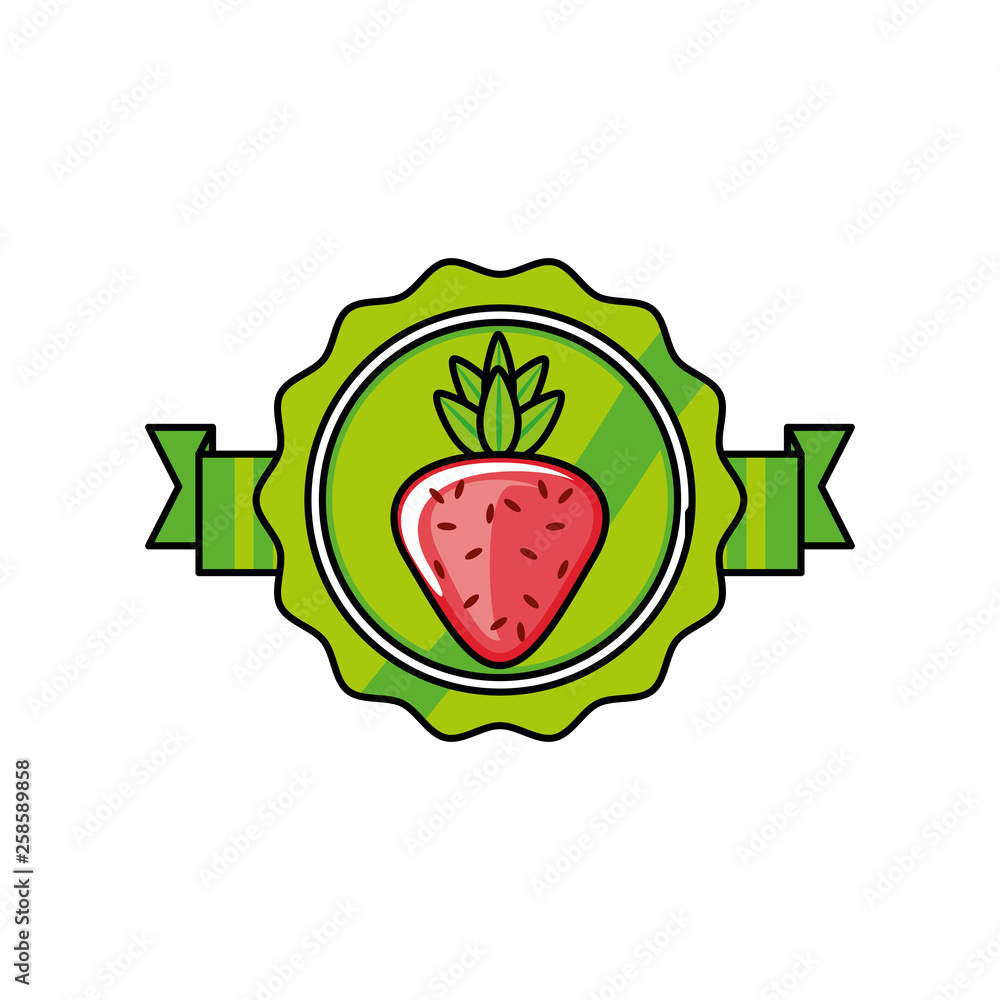 Wall mural fresh strawberry fruit icon - Wall murals
