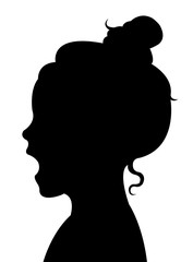 girl screaming head silhouette vector