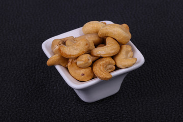Cashew nuts heap in the bowl