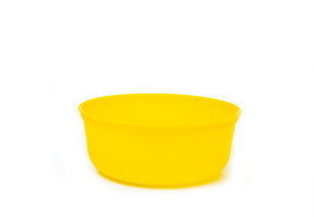 Plastic Water Bowl color yellow on isolated white background