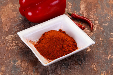 Paprika powder in the bowl