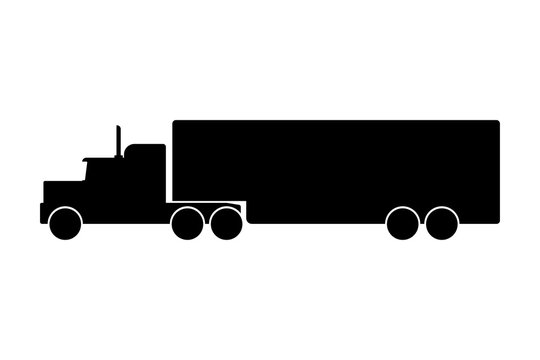 Truck tractor. Truck with semi trailer. Vector drawing. Side view. Isolated object on white background. Isolate.