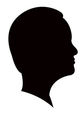 a young teenager boy head silhouette vector