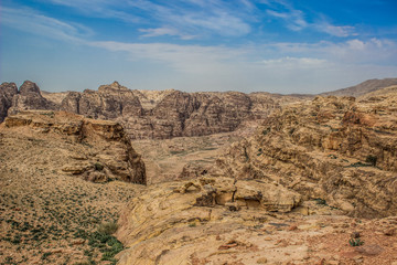 aerial landscape photography of desert scenery landscape dry mountain Middle East wilderness environment from above