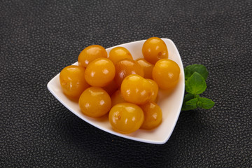 Yellow ripe cherry dessert