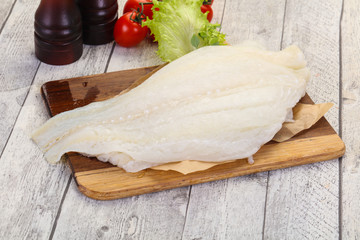 Raw halibut fillet