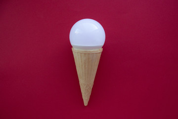 concept ideas with light bulb and ice cream