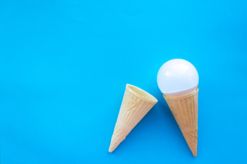 concept ideas with light bulb and ice cream