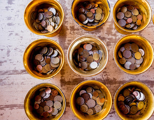 Symbols of Buddhism. South-Eastern Asia. Details of buddhist temple in Thailand.