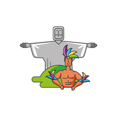 corcovado christ monument with man brazilian