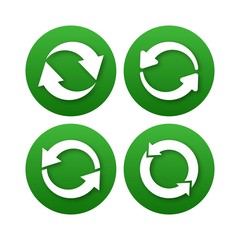 Recycling flat vector icons set. Arrows flat vector icons set