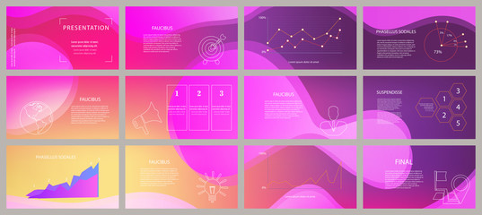 Presentation template. Colorful geometric shape. Elements for slide presentations on a color background. 