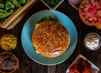 Hamburger and ingredients in composition