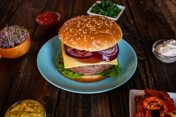 Hamburger and ingredients in composition