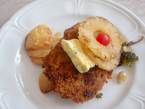 Breakfast Healthy, Karake chicken cheese with grilled pineapple