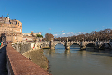 Weekend in Rome. The bridge over the Tiber