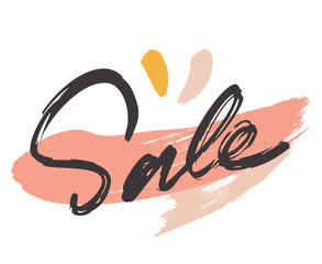 Sale sign lettering with paint brush strokes