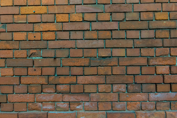 old wall of red brick texture background