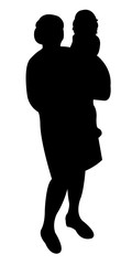 mother and baby together, silhouette vector