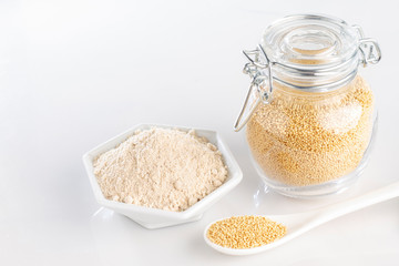 amaranth flour in bowl, superfood