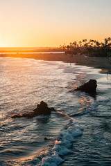 Sunset view over a beach from Inspiration Point, in Corona del Mar, Newport Beach, California