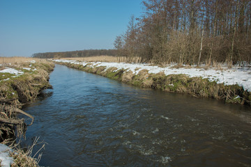 Water current on the Uherka river in eastern Poland