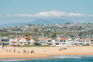 View of the beach from Balboa Pier in Newport Beach, California