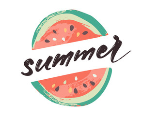 Vector summer sign with watermelon illustration