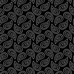 Fototapeta na wymiar Abstract paisley pattern with hand drawn buta. Cute vector black and white paisley pattern. Seamless monochrome paisley pattern for fabric, wallpapers, wrapping paper, cards and web backgrounds.