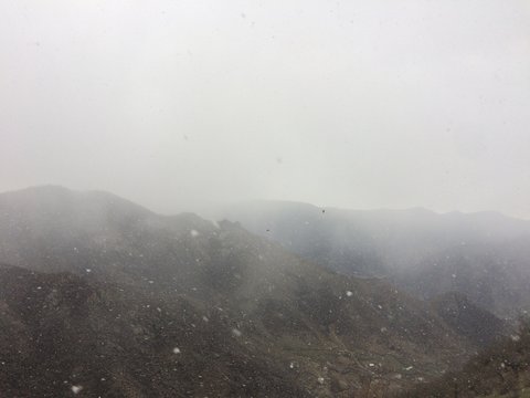 Photo of smoky and snowy weather