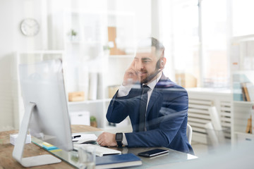 Office manager with headset