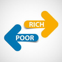 Rich nad Poor, Two Color Arrows, Icons with shadow - Vector