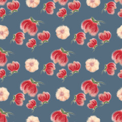 Aquarelle blossom flower seamless wallpaper, blur