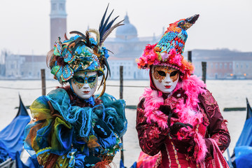 Venice, Italy. Carnival of Venice, beautiful masks at St. Mark's Square.