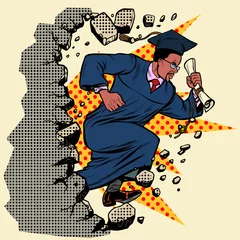 Der afrikanische Hochschulabsolvent bricht eine Mauer, zerstört Klischees © studiostoks
