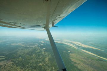 Aerial view of Orinoco River from aircraft.