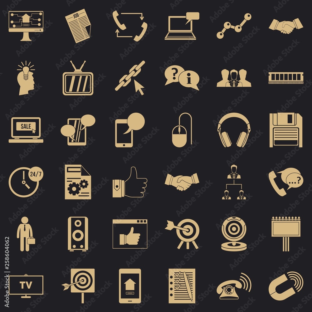 Poster database icons set. simple style of 36 database vector icons for web for any design