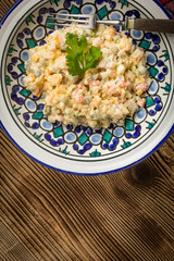Traditional Russian vegetable salad.
