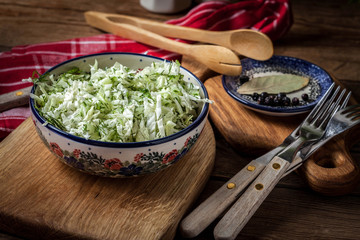Salad with cabbage and dill.