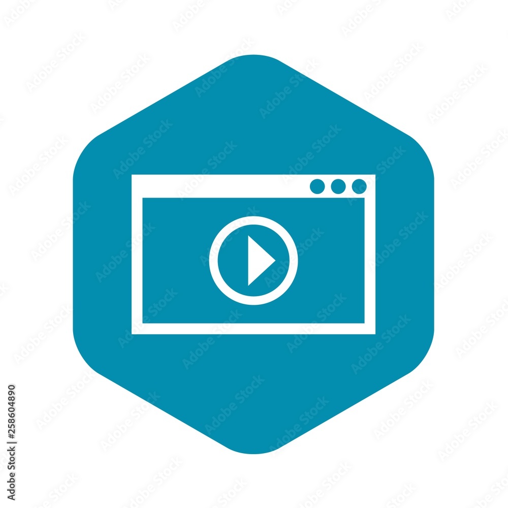Poster program for video playback icon in simple style isolated on white background. movies symbol