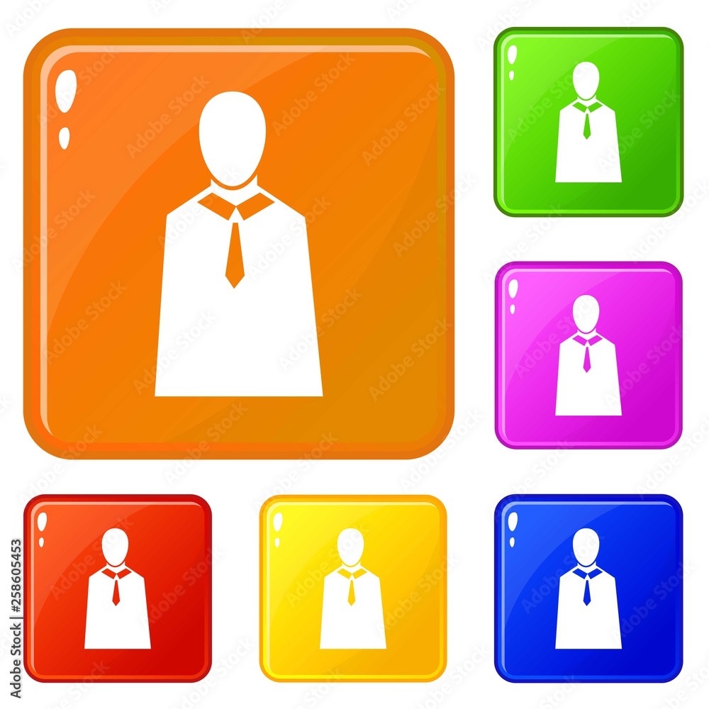 Aufkleber female judge icons set collection vector 6 color isolated on white background