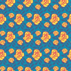 Red or Pink Roses Seamless Pattern with Sketch Hand Drawn Flowers for Valentines Day Gift Paper or Card Design. Engraved Freehand Rose. Floral Pattern