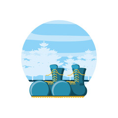 boots travel with landscape isolated icon