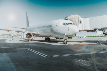 Huge plane is standing on the runway