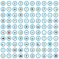 100 office work icons set. Cartoon illustration of 100 office work vector icons isolated on white background