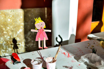 Valencia, Spain: 01.05.2019; The paper doll princess in pink dress