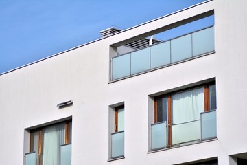 Fragment of a modern apartment building in front. Very modern apartment house.