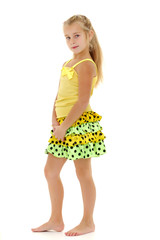 The little girl is full-length.